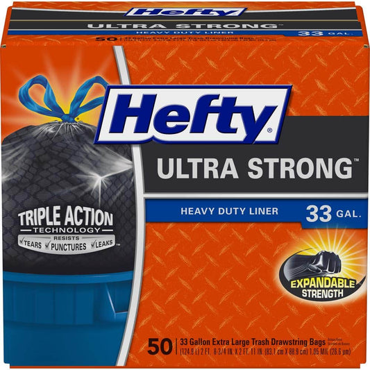 Hefty 33 Gal. Trash Bags, Ultra Strong (50 ct)