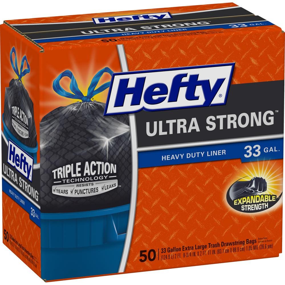 Hefty 33 Gal. Trash Bags, Ultra Strong (50 ct)