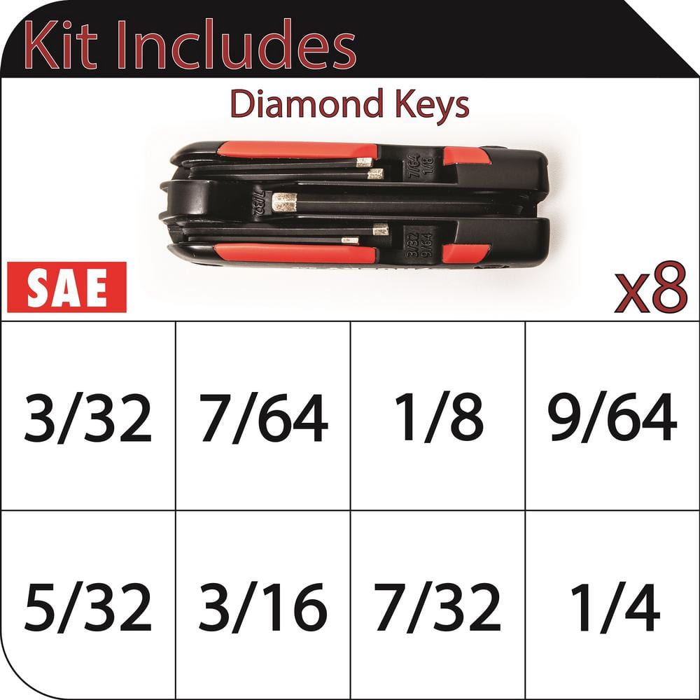 Folding Diamond SAE Hex Key Set (8-Piece)
