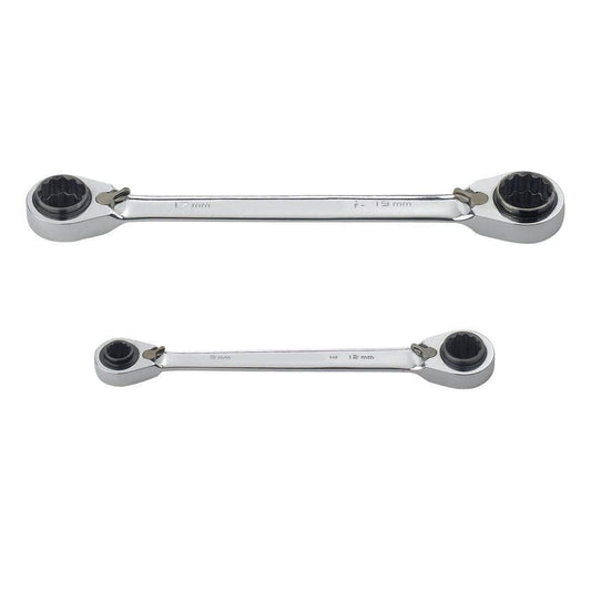 Metric Quad Drive Ratcheting Wrench Set (2-Piece)