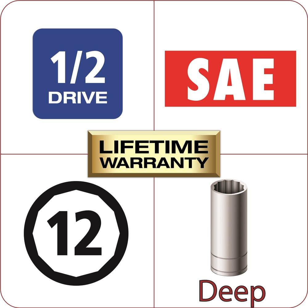 1/2" Drive Deep 1-1/16" Socket, 12-Point