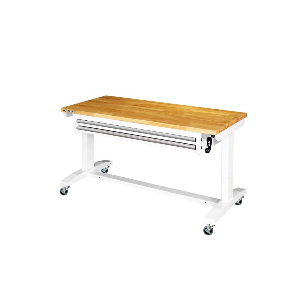 Husky 52"x 24" Adjustable White Workbench Table