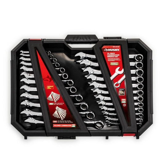 SAE/MM Combination Wrench Set (24-Piece)