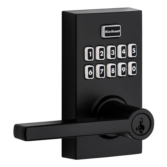 SmartCode Matte Black Door Lock with SmartKey