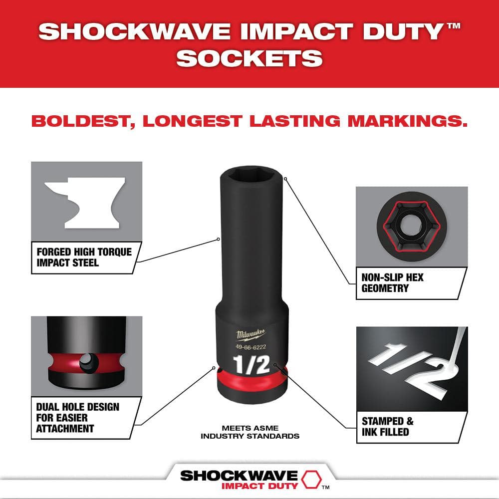 Milwaukee 3/8" Drive 43pc Impact Socket Set