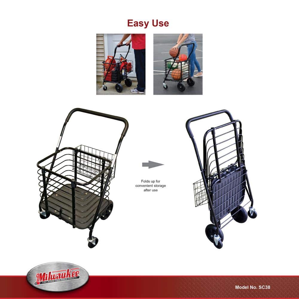 Heavy-Duty Steel Shopping Cart, Black