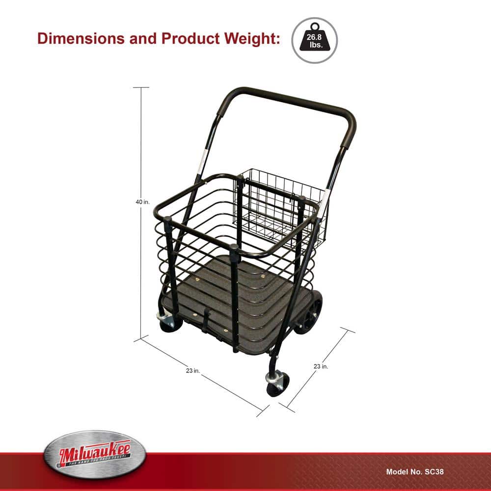 Heavy-Duty Steel Shopping Cart, Black