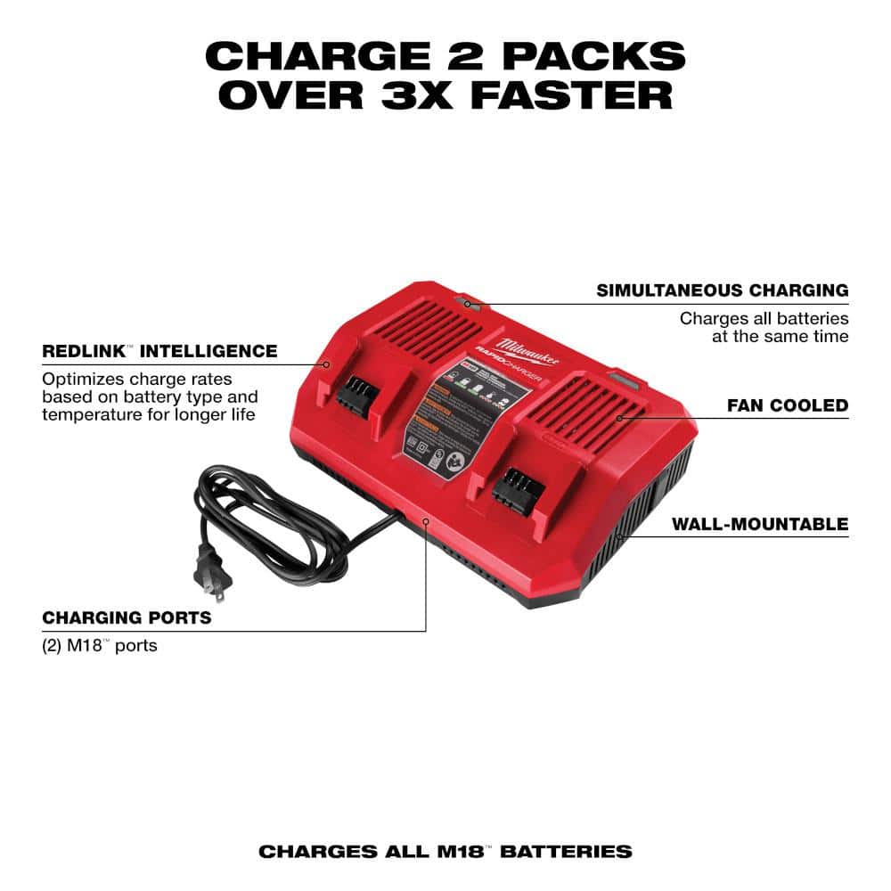 Milwaukee M18 18V Lithium Dual Bay Rapid Battery Charger