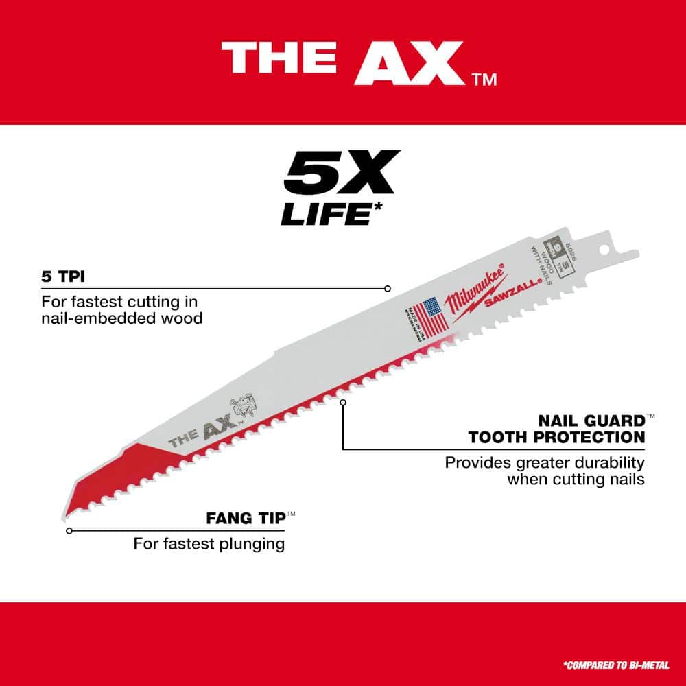 9 in. 5 TPI AX Nail-Embedded Wood Cutting SAWZALL