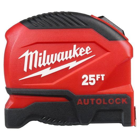 Auto Lock 25' Tape Measure, Fractional Scale