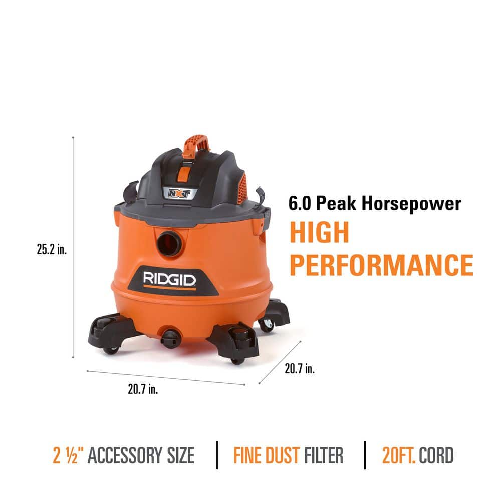 RIDGID 14 Gal 6.0 HP NXT Shop Vac Wet/Dry