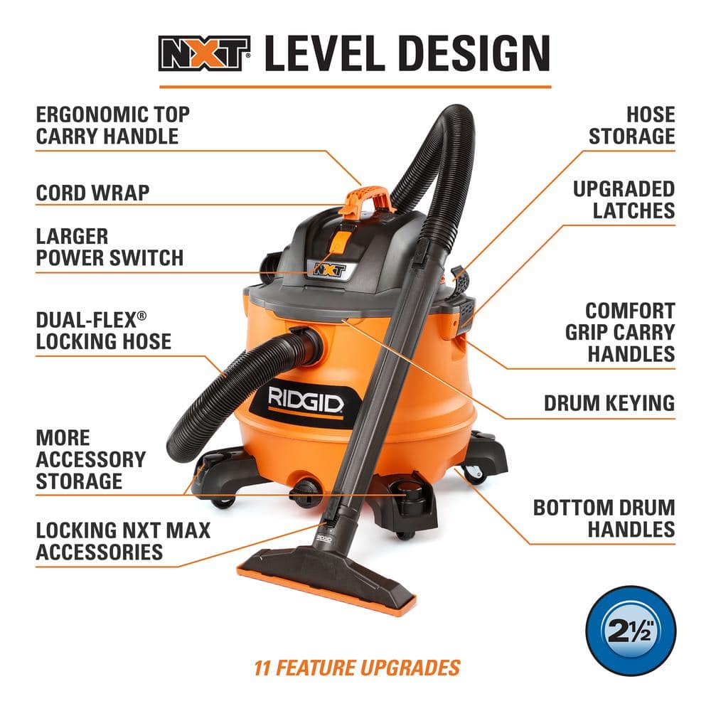 14 Gal 6.0 HP NXT Vacuum w/ Dust Filter & Bags
