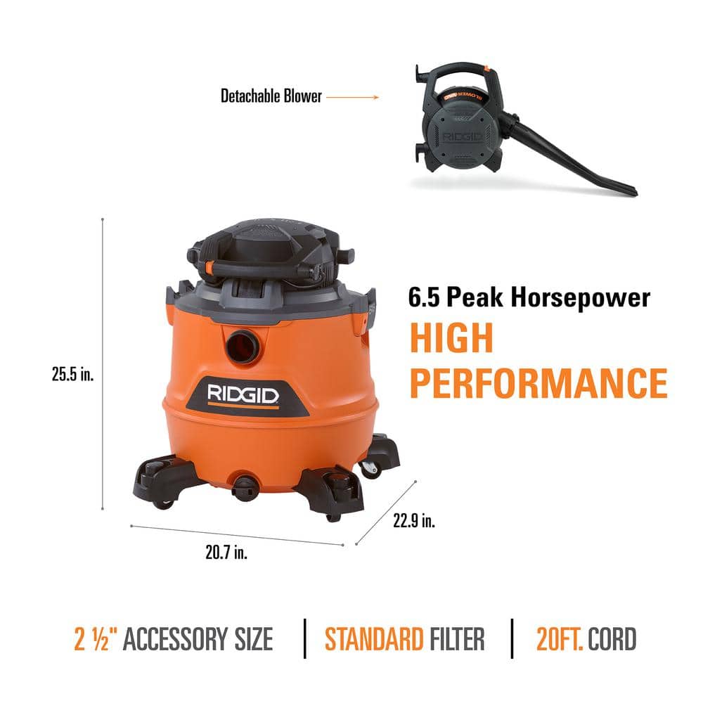 RIDGID 16 Gal 6.5 HP NXT Shop Vac & Blower