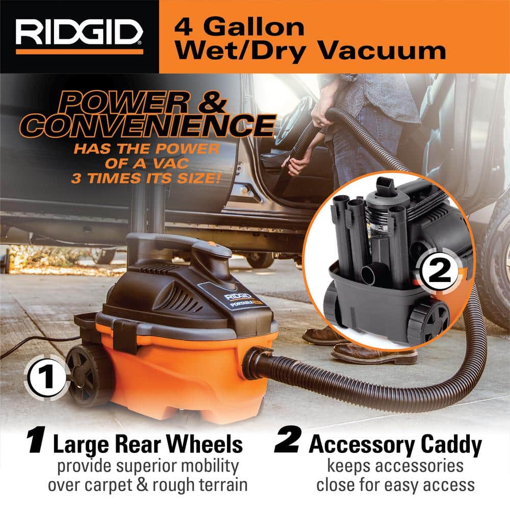 4 Gal 5.0 HP Wet/Dry Vac with Fine Dust Filter