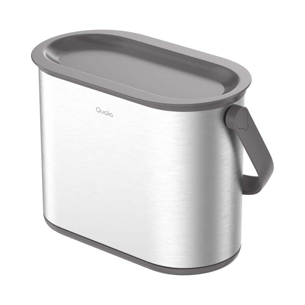 1 Gal Stainless Steel Trash Can with Gray Lid