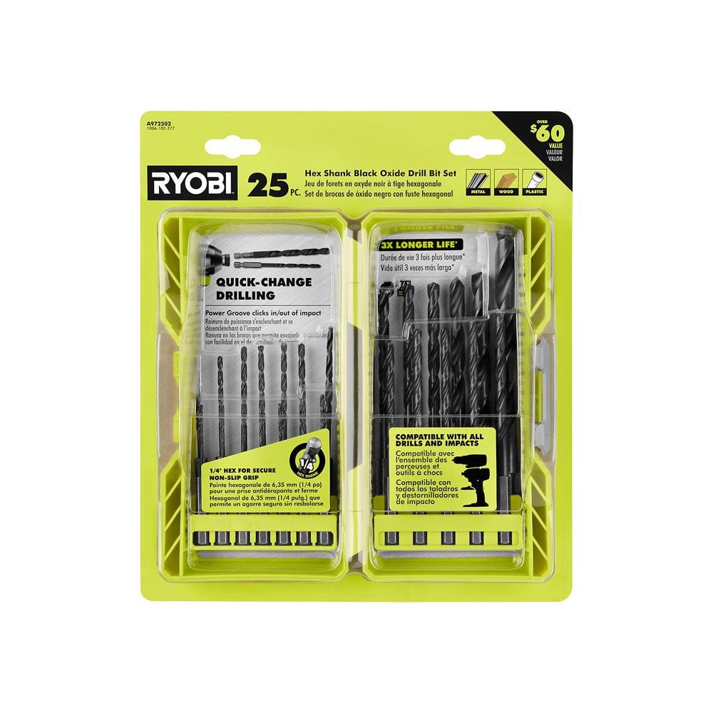 Black Oxide Hex Shank Drill Bit Set (25-Piece)