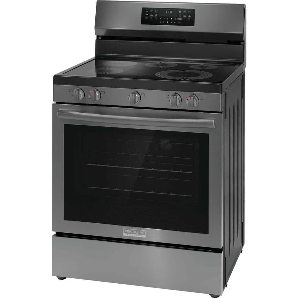 Frigidaire 30in 5 Burner Electric Range, Black SS, Convection