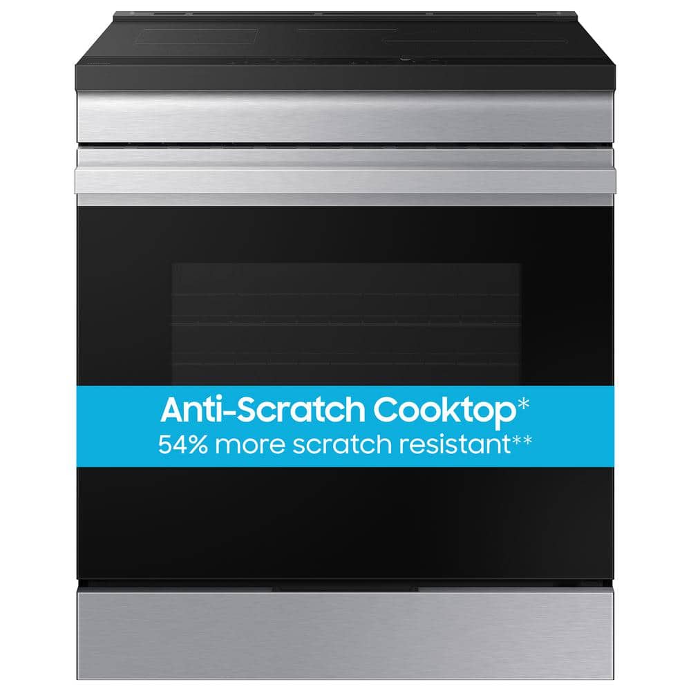 Bespoke 30 in. 6.3 cu.ft. 4 Burner Element Smart Slide-In Induction Range w/ Anti-Scratch Glass in Stainless Steel
