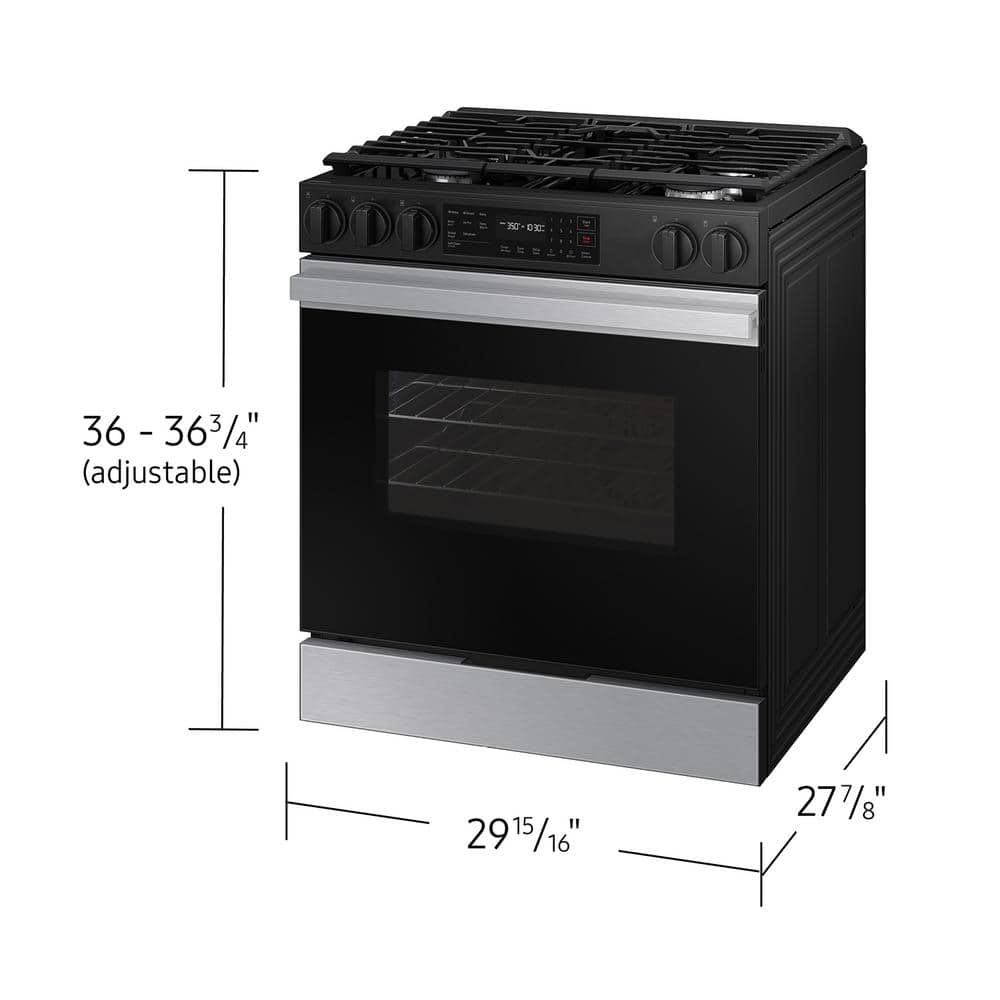 Bespoke 30 in. 6.0 cu. ft. 5 Burner Smart Slide-In Gas Range with Precision Knobs in Stainless Steel