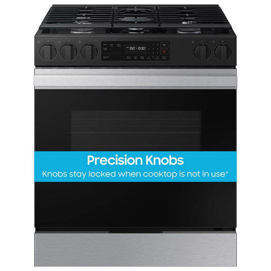 Bespoke 30 in. 6.0 cu. ft. 5 Burner Smart Slide-In Gas Range with Precision Knobs in Stainless Steel