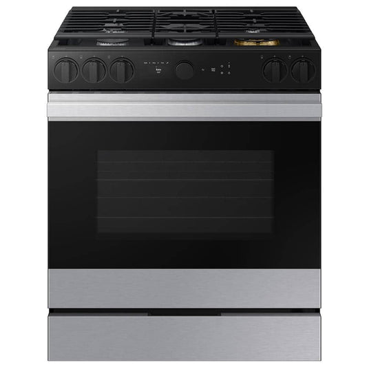 Bespoke 30 in. 6.0 cu. ft. 5 Burner Smart Slide-In Gas Range with Air Sous Vide & Air Fry in Stainless Steel