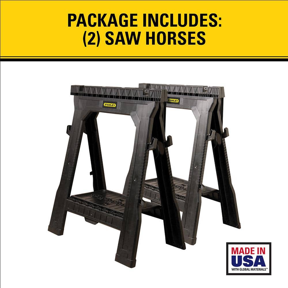 31 in. H Plastic Folding Sawhorse (2 Pack)