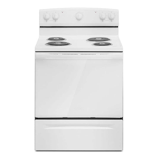 Amana 30 in. 4 Burner Electric Range, White, Glass Door