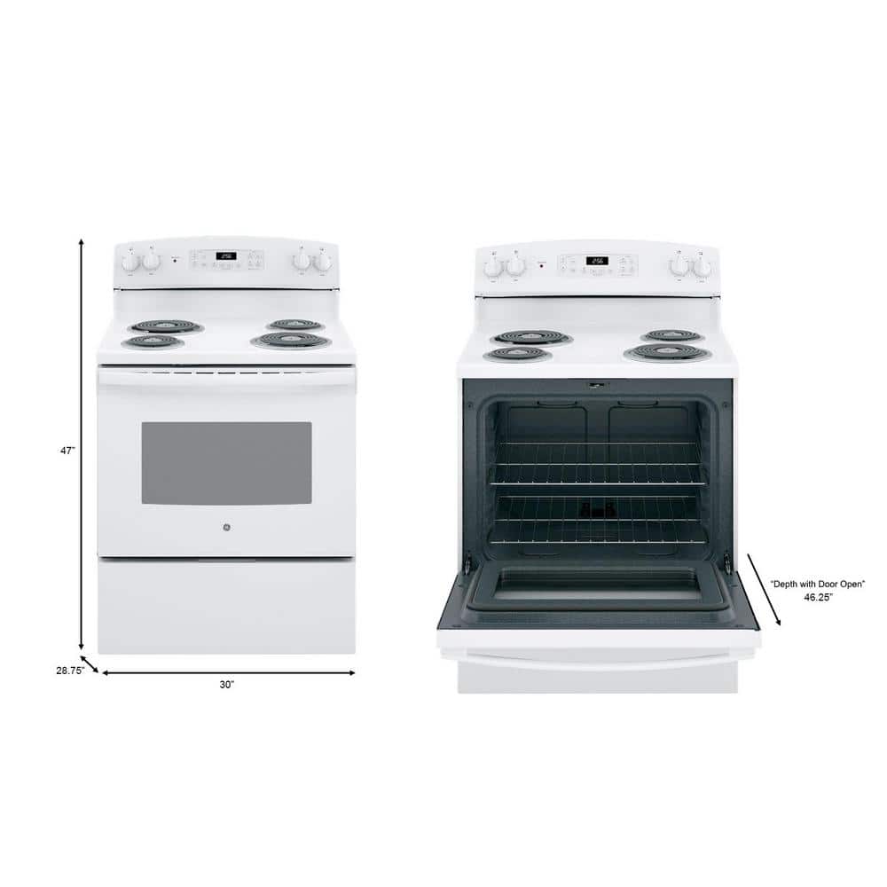 GE 30 in. 4-Burner Electric Range, White