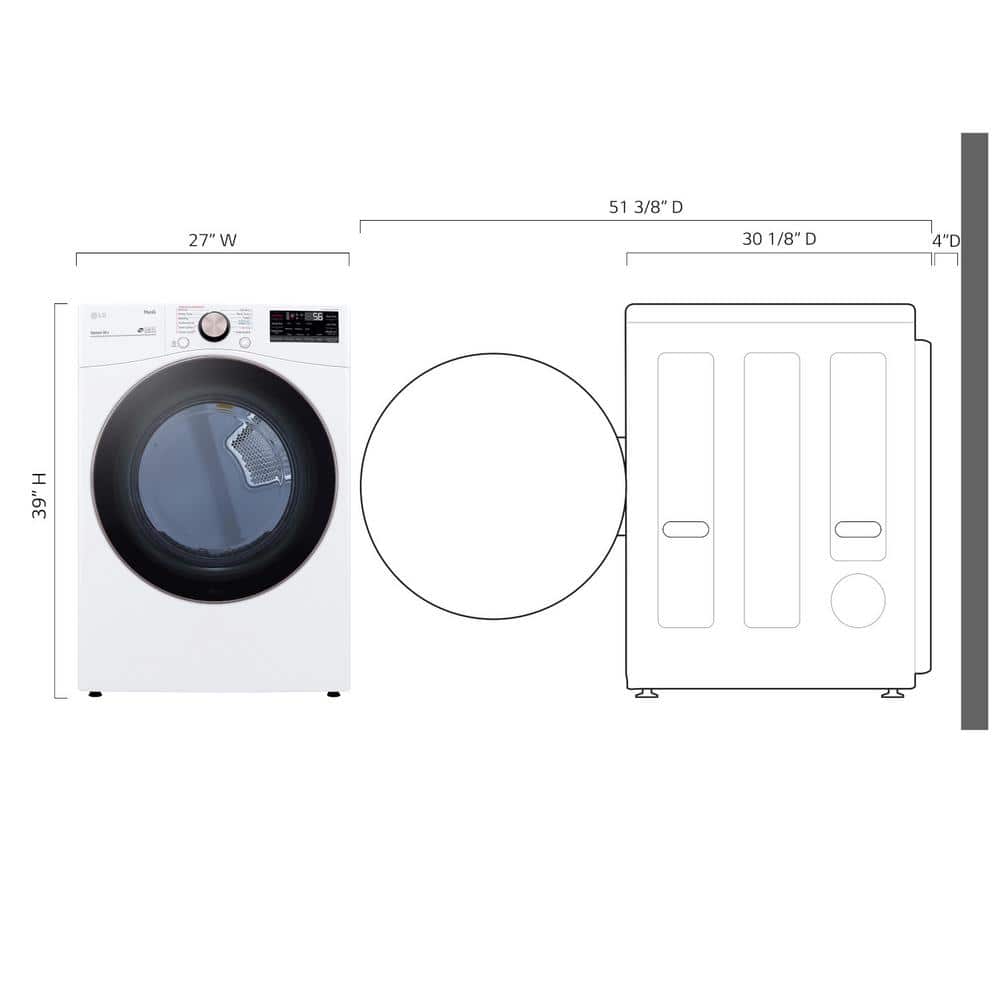 LG 7.4 Cu. Ft. Vented Electric Dryer, White