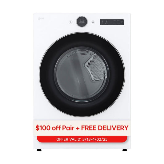 LG 7.4 cu ft Stackable SMART Electric Dryer in White