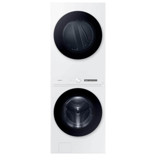 Bespoke 4.6 cu. ft. Capacity Single Unit AI Laundry Hub Washer with Steam Wash and 7.6 cu. ft. Electric Dryer in White
