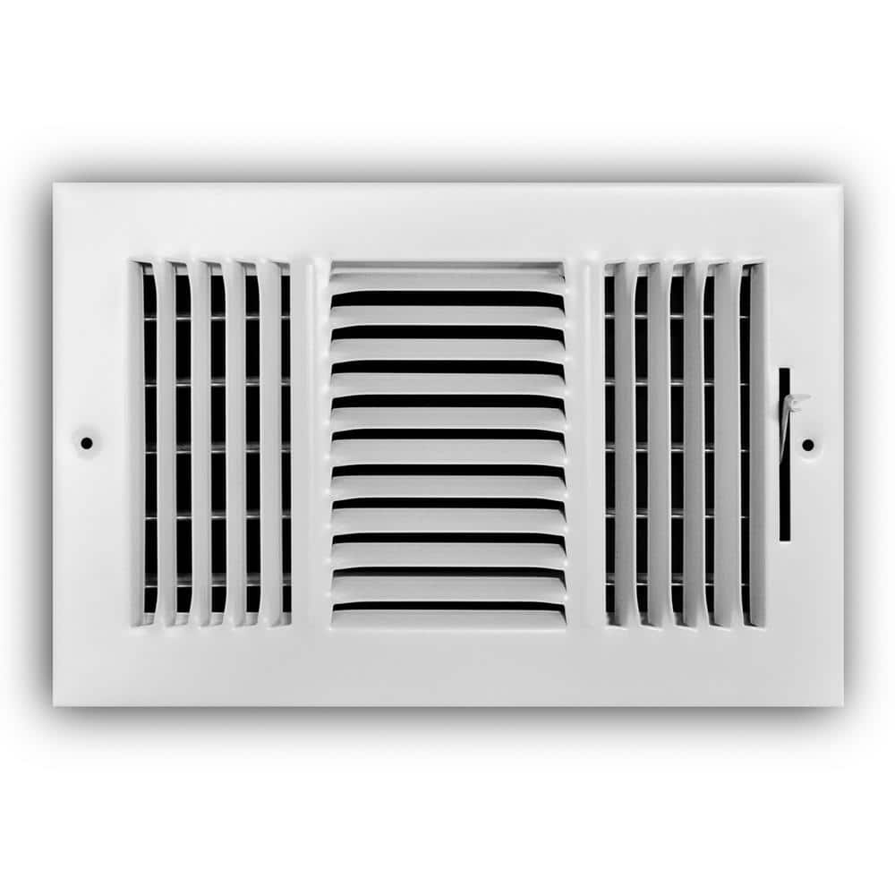 10 in. x 6 in. 3-Way Steel Register, White