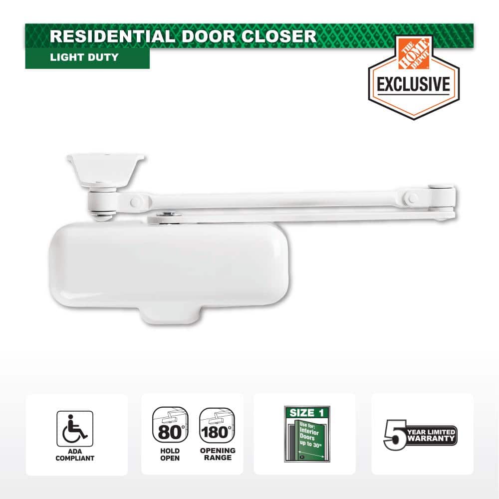Light-Duty White Residential Door Closer