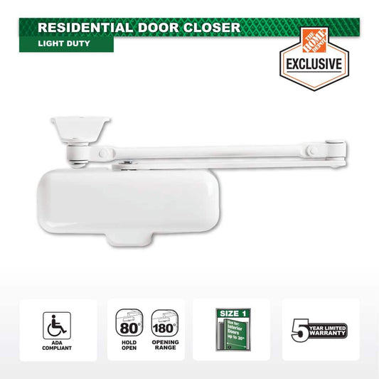 Light-Duty White Residential Door Closer